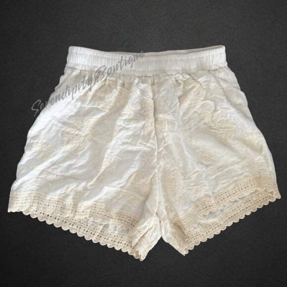 POL Linen and Lace 2pc Lounge Shorts Cami Top Antique Lace Crochet Embroidered - Picture 8 of 11